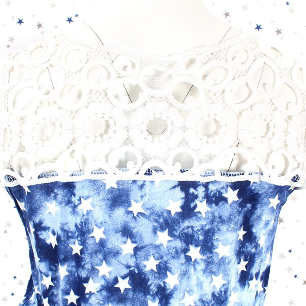 Star Print Tie Dye Romper Blue - Picture 8 of 13